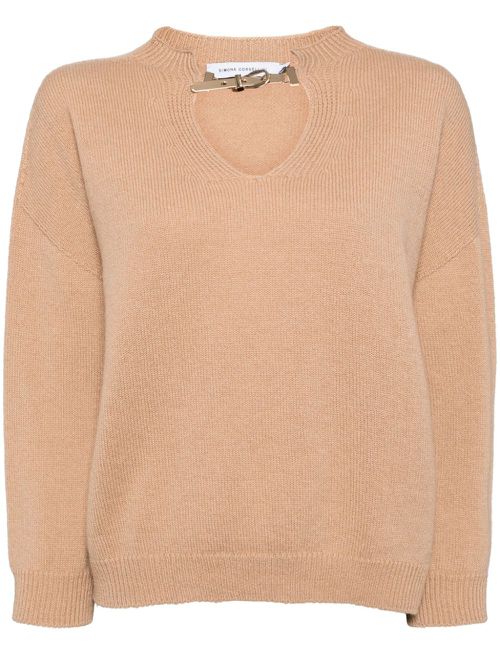 Buckled V-neck jumper - Brown