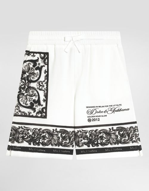 Majolica-print double piqué bermuda shorts