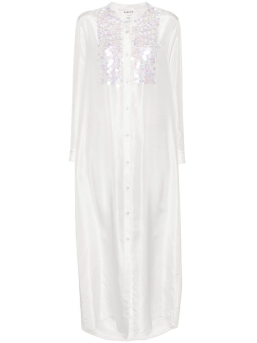Paillette-embellished shirt dress - White