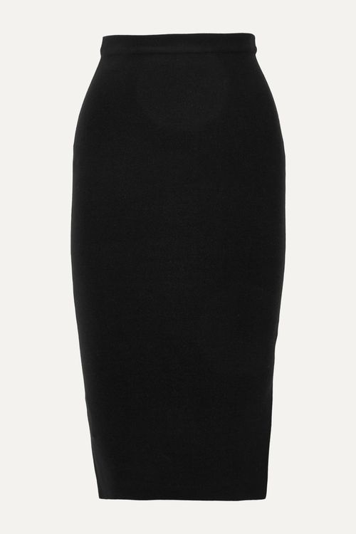Stretch Silk-blend Skirt - Black - x small