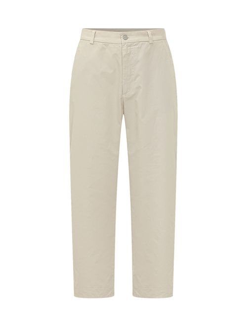 Beige Straight Flat Front Pants