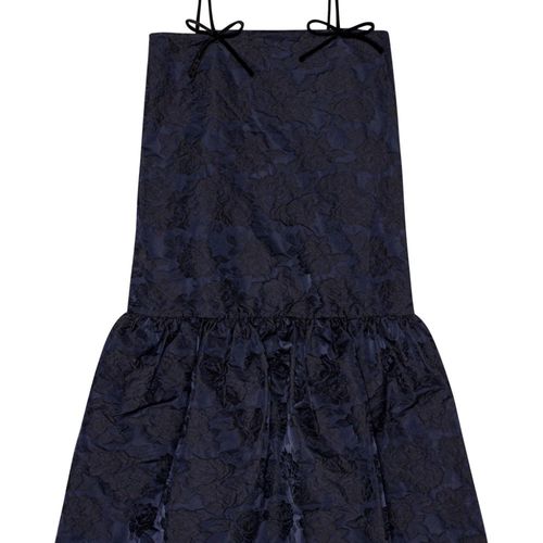 Ganni | patterned-jacquard midi dress - Blue | Realry