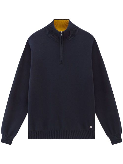 Logo-plaque half-zip jumper - Blue