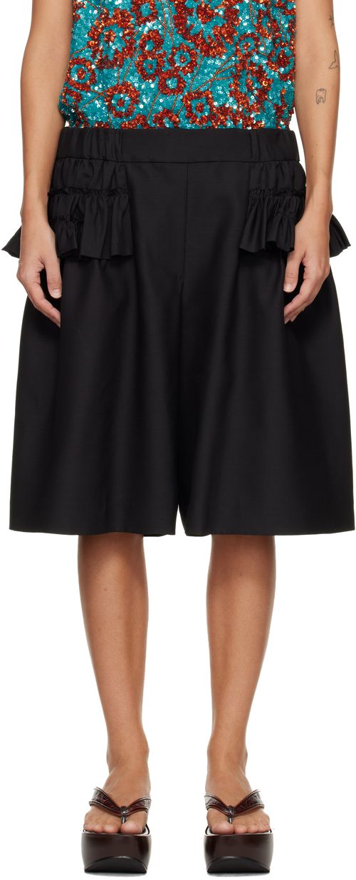 Black Ruffled Shorts