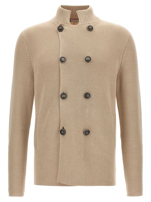 -Double-Breasted Cardigan Maglioni Beige-Uomo