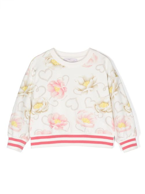 Floral-print cotton sweatshirt - White
