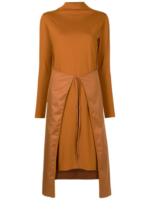 Long-sleeve midi dress - Brown