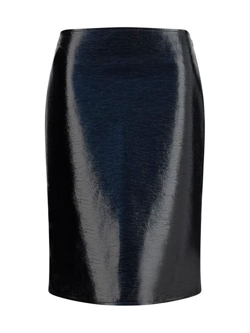 Vinyl Midi Skirt — Black