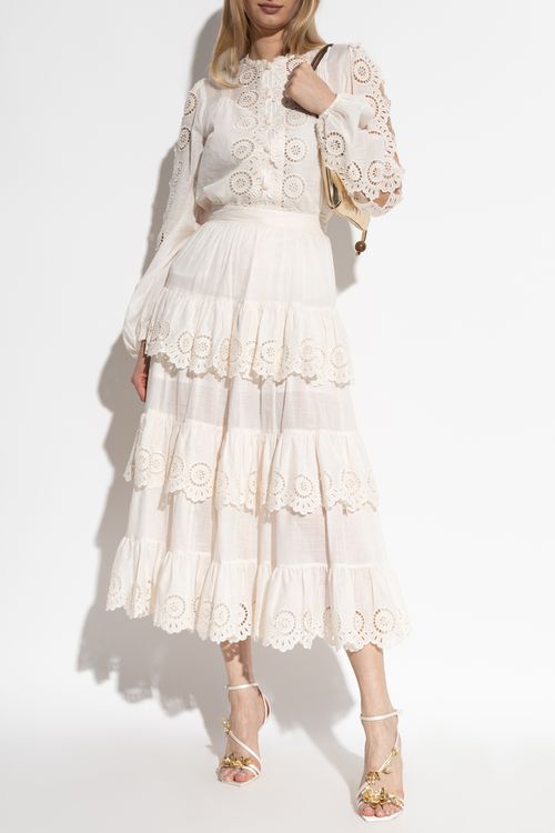 Ruffled Skirt, Women's, Cream