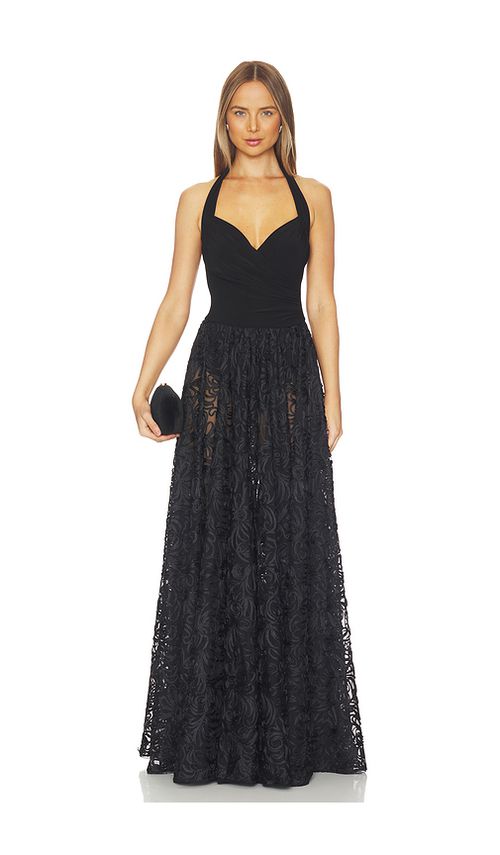 Norma Kamali Cayla Flared Gown in Black. XS. Also in