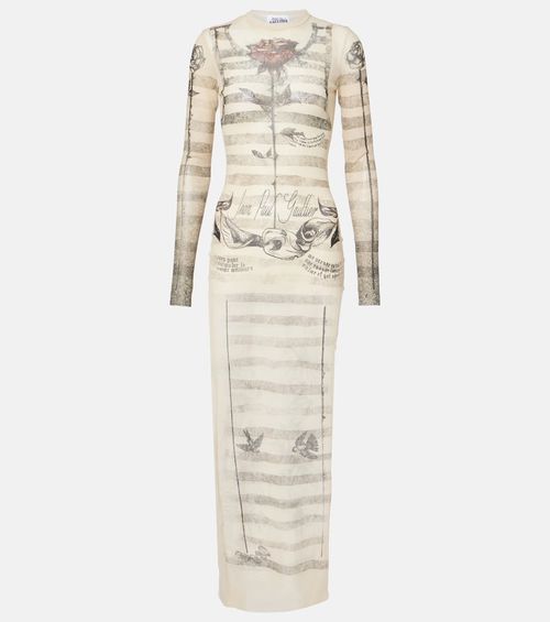 Trompe l'oeil mesh maxi dress