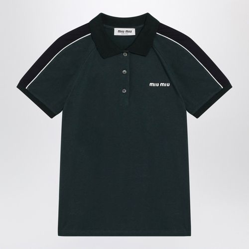 Miu Miu Bottlegreen/Blue Polo Shirt With Logo