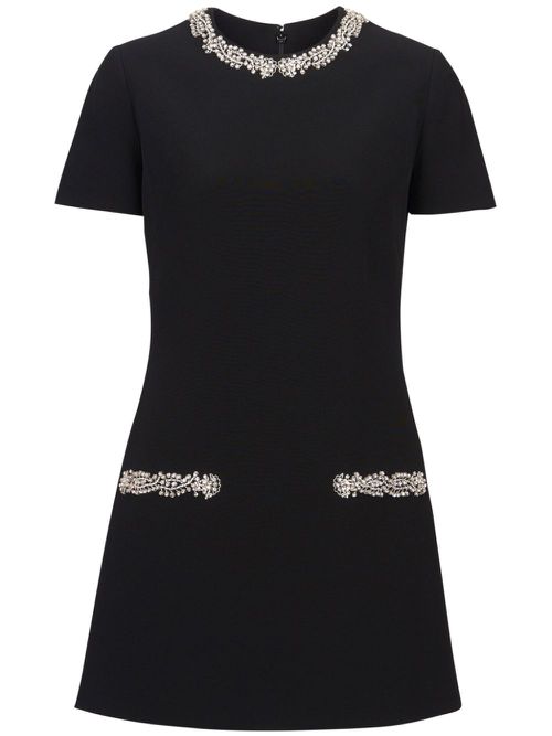 Embroidered shift dress - Black