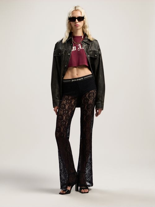 Curved Logo Crop Top Woman  Burgundy