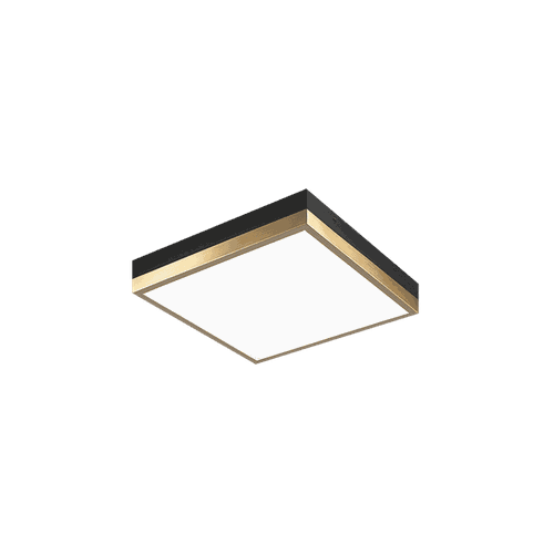 Black Aged Gold Brass One Light Flush Mount from the Tux Collection
