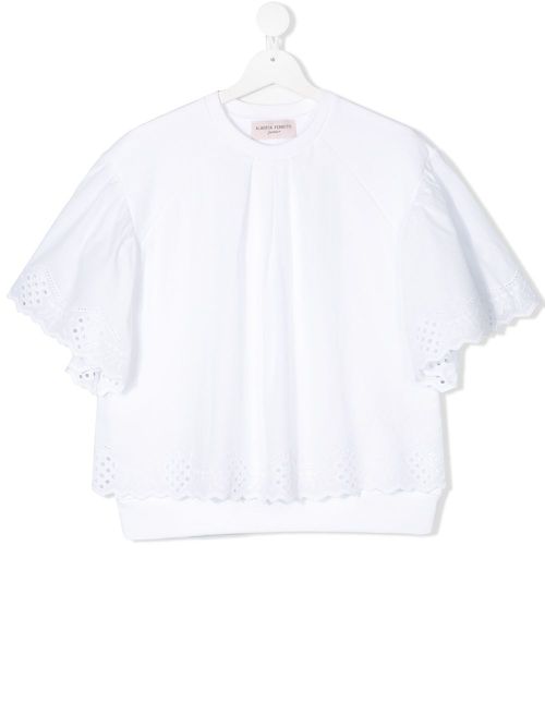 TEEN lace trim blouse - White