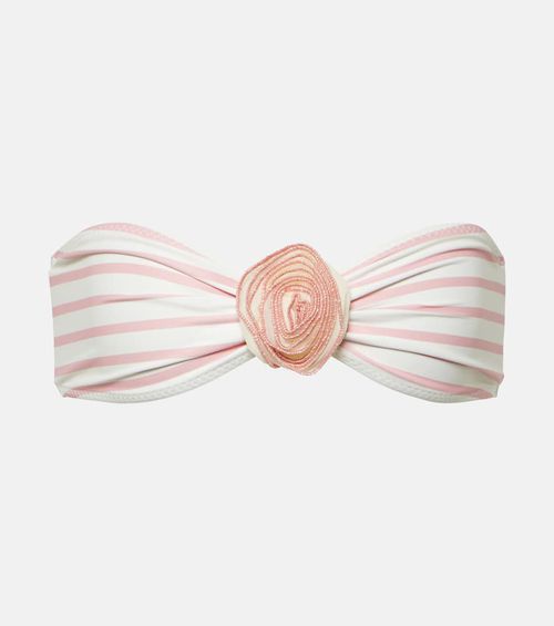 Rose floral-appliqué bandeau bikini top