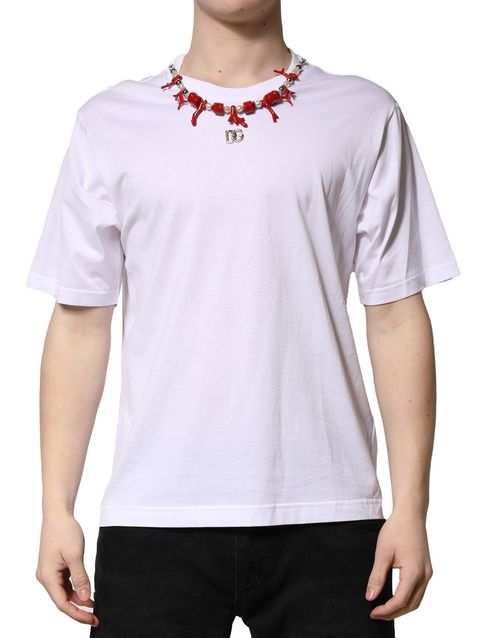 Embellished Cotton T-Shirt — White