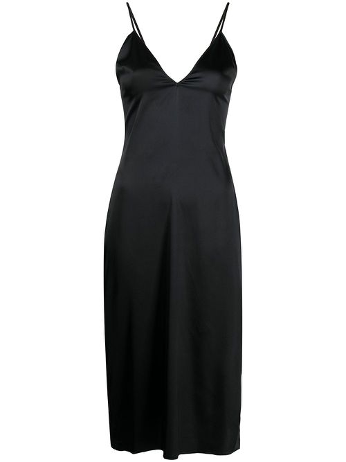 Luxe lace-back slip dress - Black