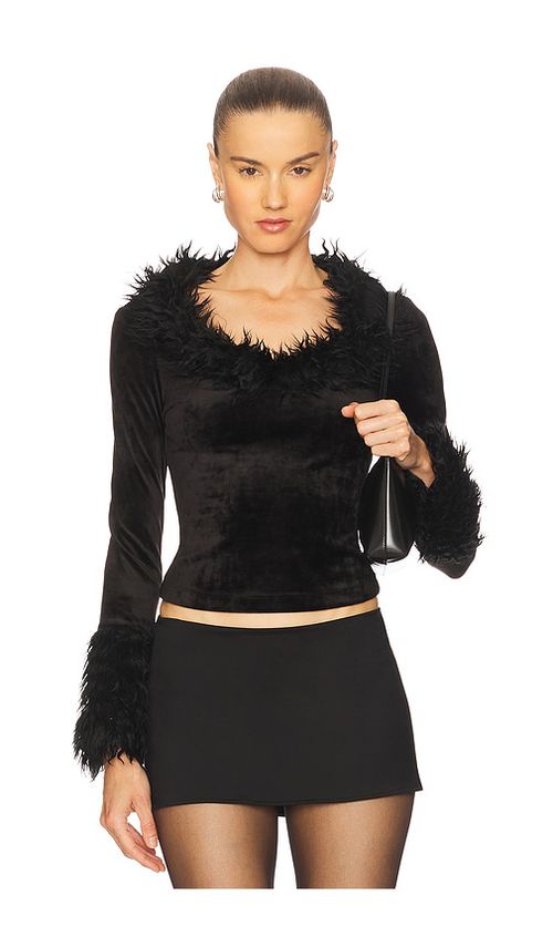 Versace Jeans Couture Velvet Top in Black. 36. Also
