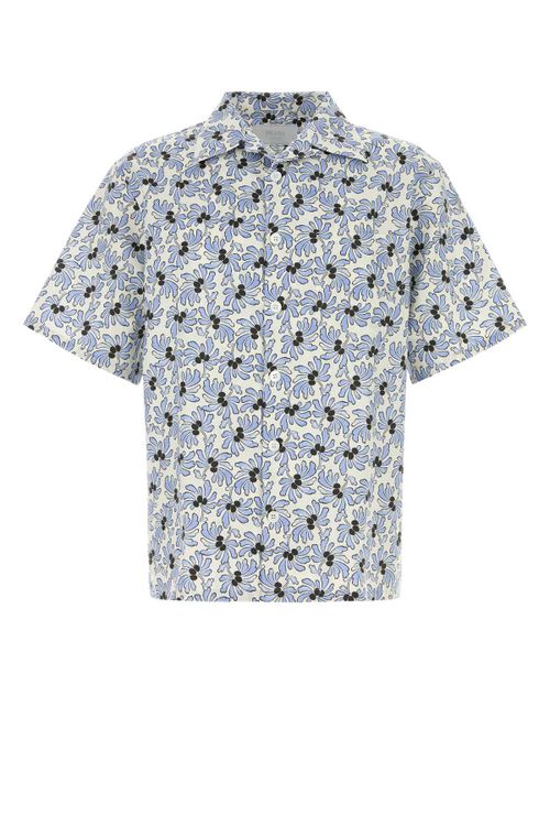 Floral-Printed Poplin Shirt — White