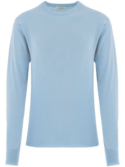 Fine-knit cotton jumper - Blue
