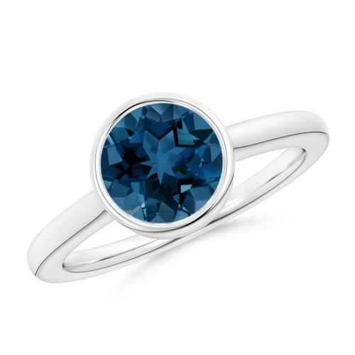 Angara 2.35 Carats Bezel-Set Round London Blue Topaz Solitaire Engagement Ring in Platinum