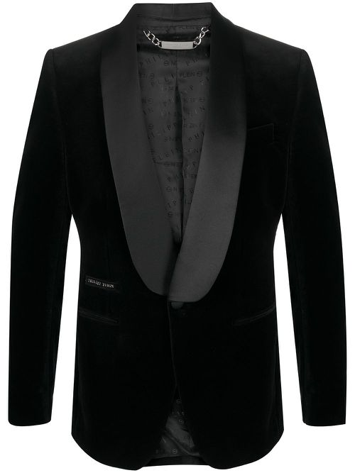 Elegant velvet-effect blazer - Black