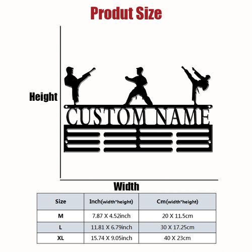 TEMU Personalized Martial Arts Medal Holder - Customizable Fu, Taekwondo, Karate Display - Durable Metal Wall Art With - Ideal Gift For