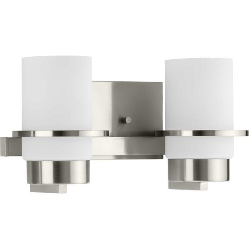 Brushed Nickel Two Light Vanity from the Reiss Collection