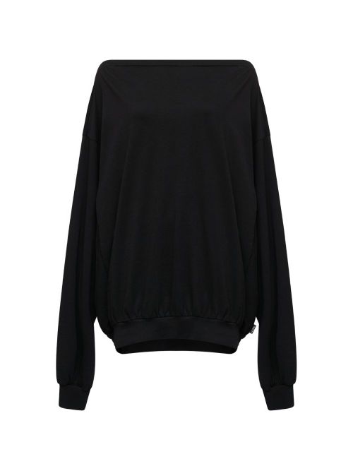 Oversized Cotton Jersey Sweatshirt — Black