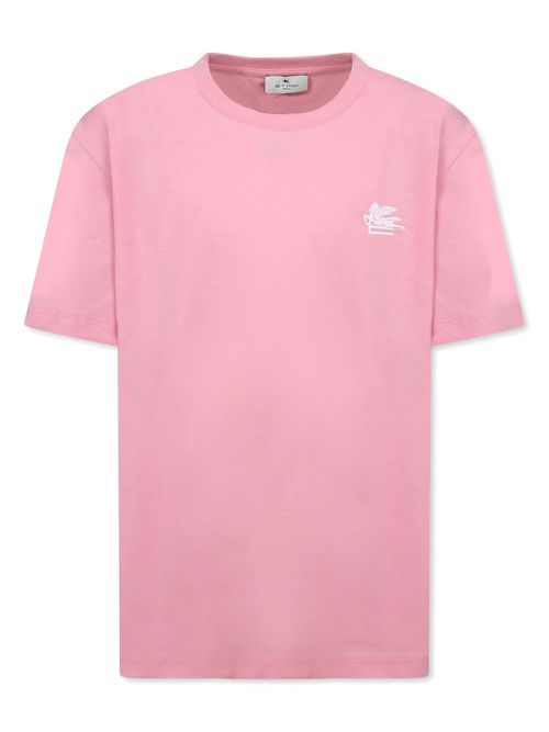 Logo-embroidered cotton t-shirt - Pink