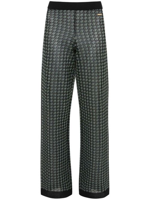 Check-pattern logo-plaque trousers - Black