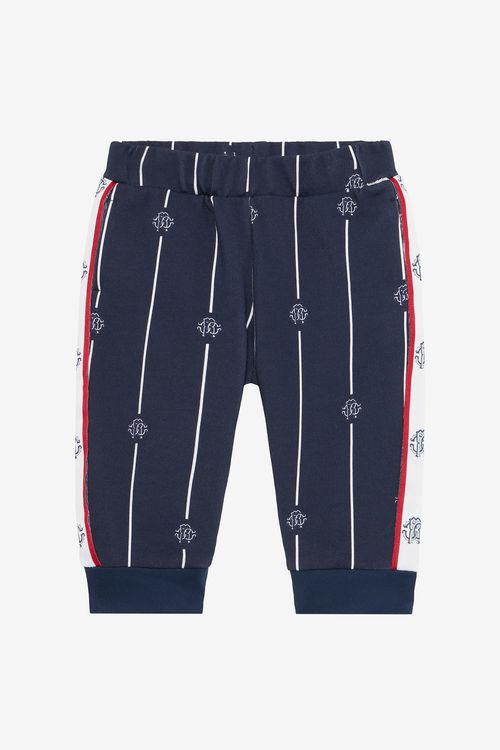 Blue Track Pants With Rc Monogram And Stripes