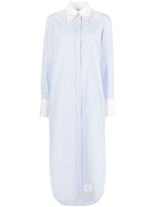 Striped cotton shirt dress - Blue