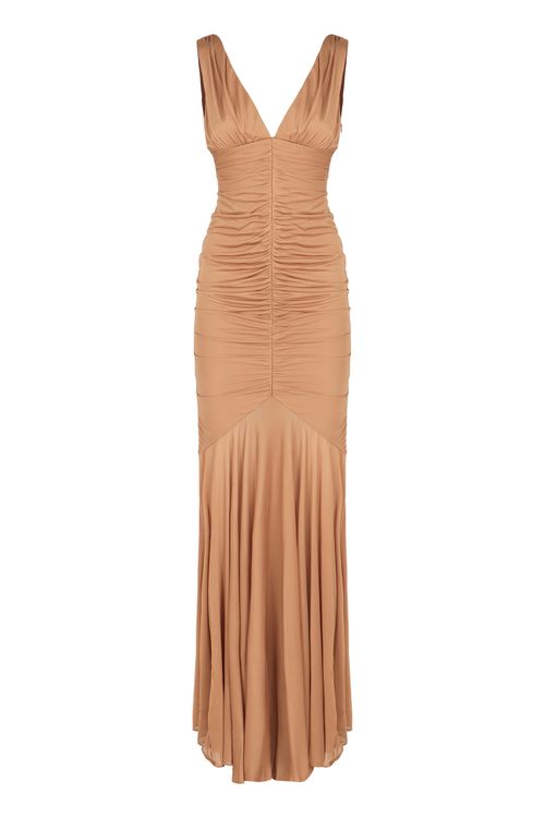 Draped V-Neck Midi Dress
