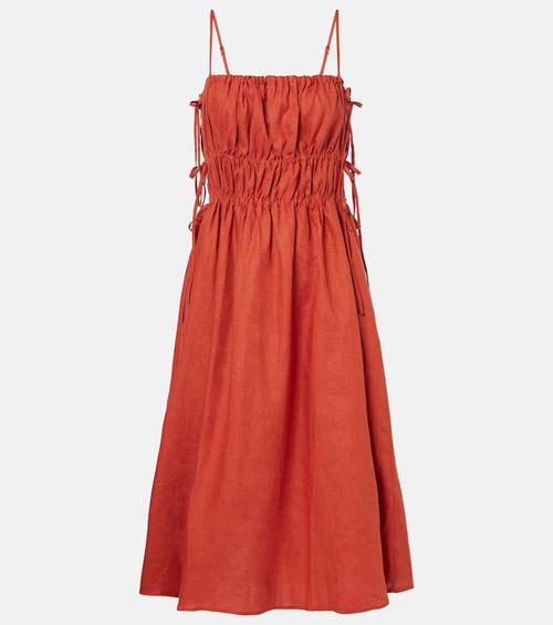 Eze ruched linen midi dress