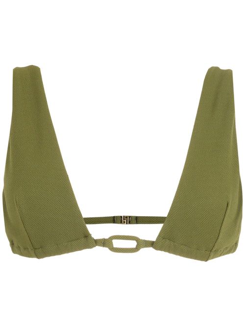 Ring-embellished bikini top - Green