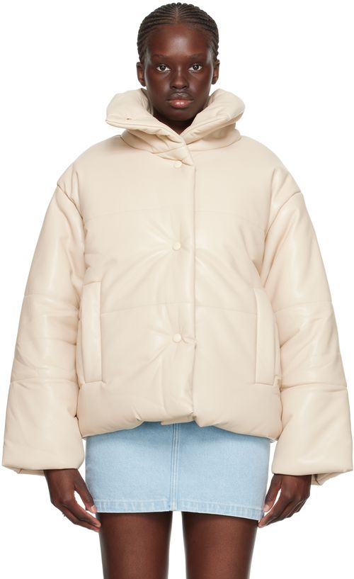 Nanushka Off-White Hide Vegan Leather Jacket