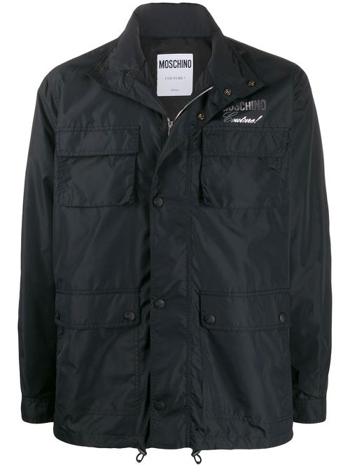 Logo print lightweight jacket - Black