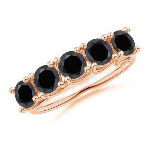 Angara 2.5 Carats Half Eternity Five Stone Enhanced Black Diamond Wedding Ring in 14K Rose Gold