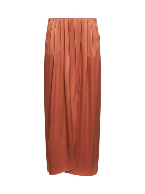 Long Wrap Silk Skirt — Orange