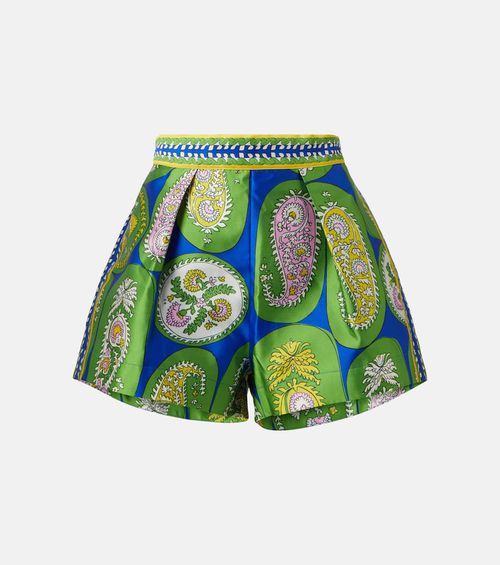 Alémais Printed balloon-sleeve cropped top