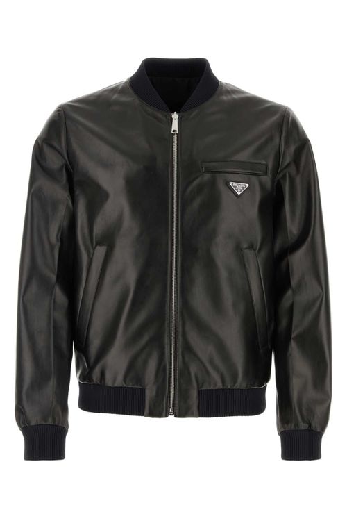 Nappa Leather Reversible Bomber Jacket — Black