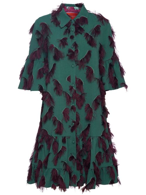 Choux fringe-detail minidress - Green