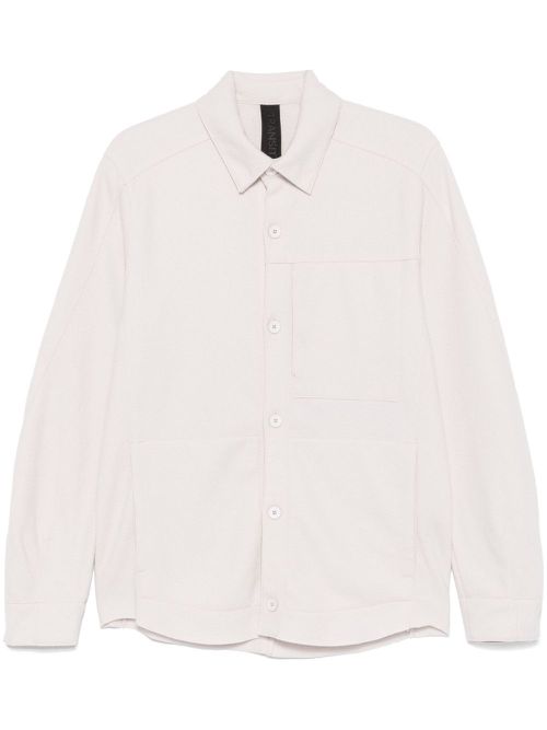 Virgin wool button-up overshirt - Neutrals