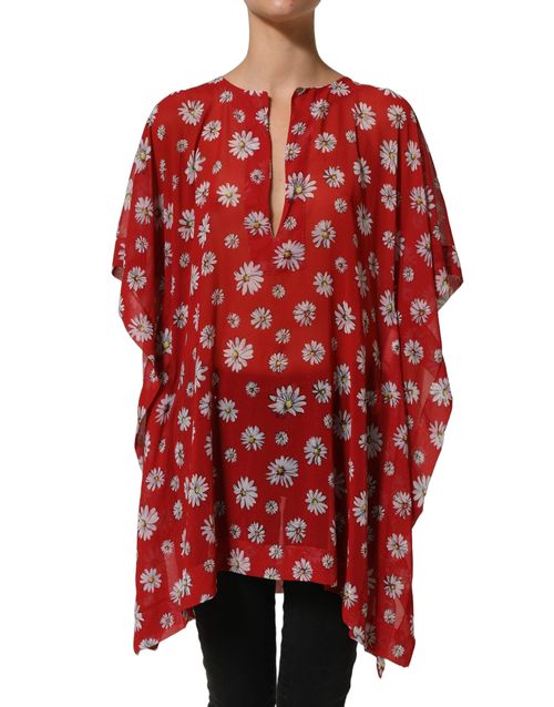 Daisy Floral Tunic — Red