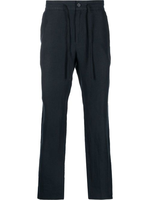Drawstring-waist four-pocket straight-leg trousers - Blue