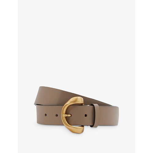 Womens Taupe Indie Twisted-buckle Leather Belt