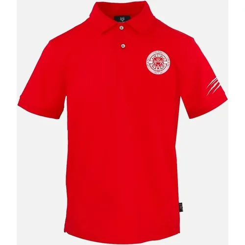 Men's Plein Sport Circle Emblem Logo Red Polo Shirt - Size: 40/Regular